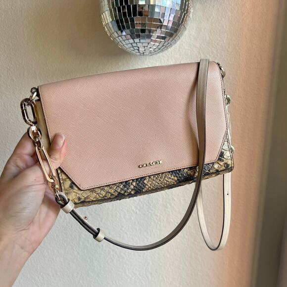 Coach | Bags | Coach Crosstown Saffiano Colorblock Snake Crossbody Bag ...